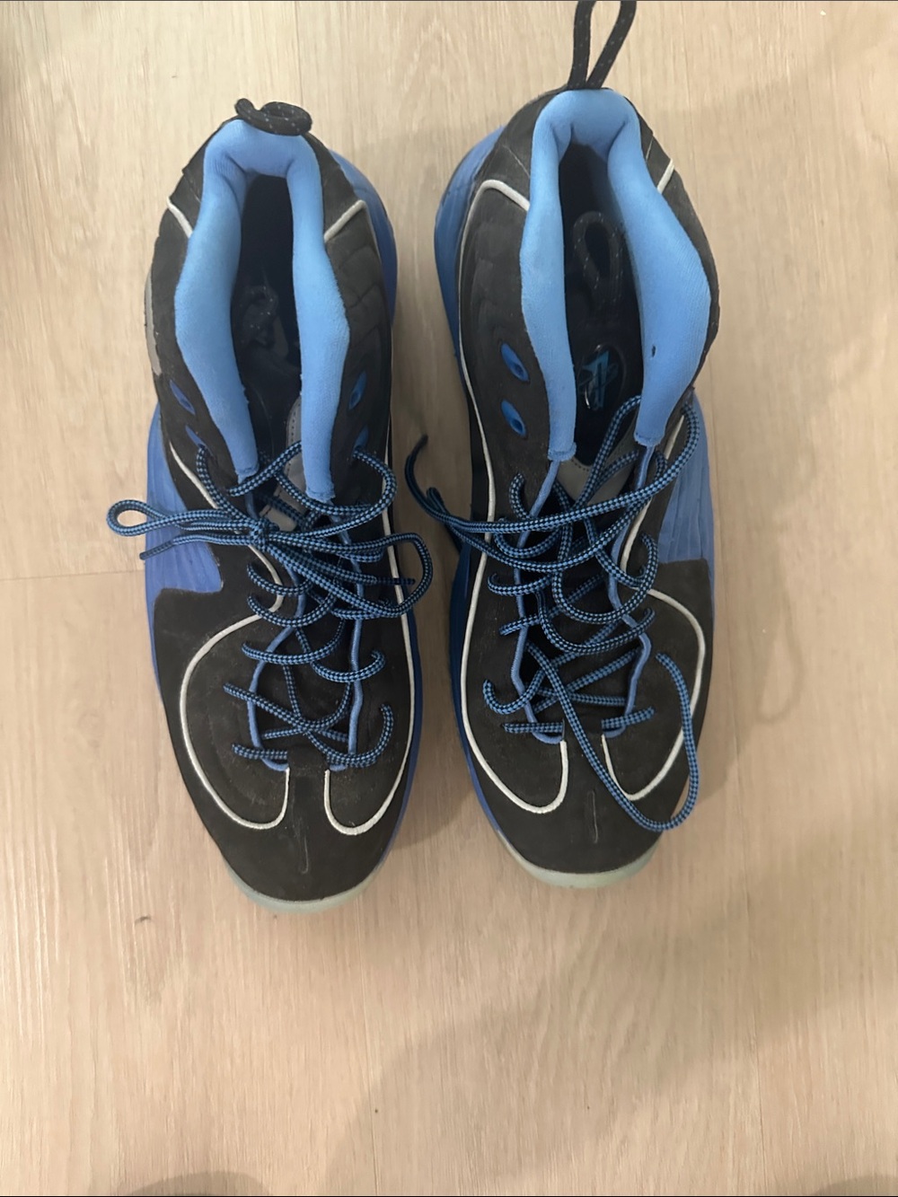 Nike Air Penny Blue and Black Athletic Basketball Shoes - Picture 2 of 4